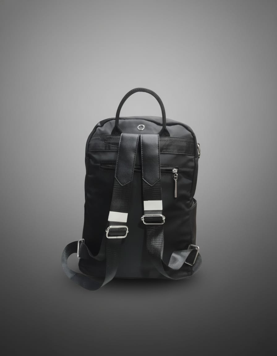 Premium Satin Finish Office & College Backpack for Women | Spacious Black Backpack with 3 Compartments & Inner Pockets | Stylish Daily Use Work Bag