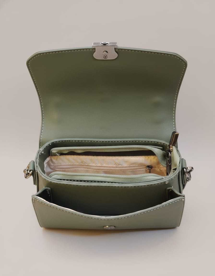 Premium PU Leather Sling Bag for Women with Flap | Stylish Side Bag with 3 Compartments & Inner Pockets | Daily Use Ladies Handbag | Beige, Green, Pink, Black, Brown
