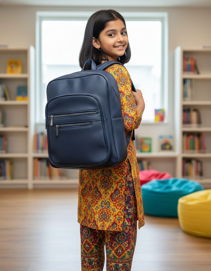 Premium PU Leather Office Backpack for Women | Stylish Ladies Backpack with 2 Compartments & Inner Pockets | Daily Use Work & College Bag | Blue & Brown