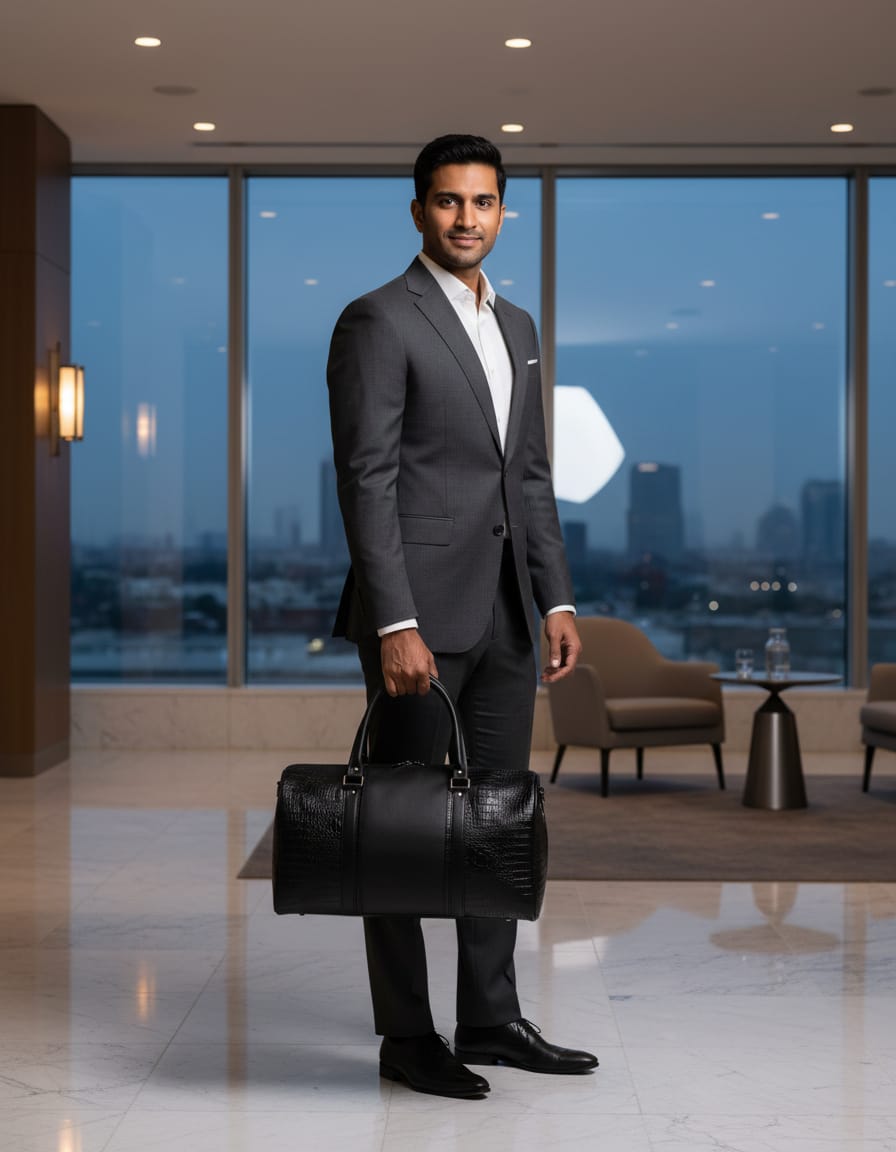 Premium PU Leather Travel & Gym Duffel Bag for Men & Women | Stylish Black Weekender Bag with Long Strap | Spacious Multi-Purpose Carry Bag