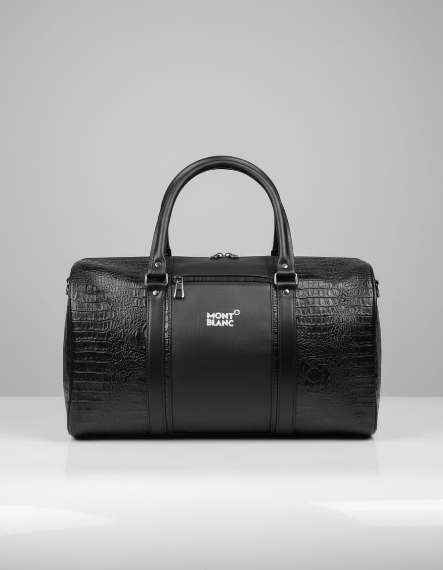 Premium PU Leather Travel & Gym Duffel Bag for Men & Women | Stylish Black Weekender Bag with Long Strap | Spacious Multi-Purpose Carry Bag