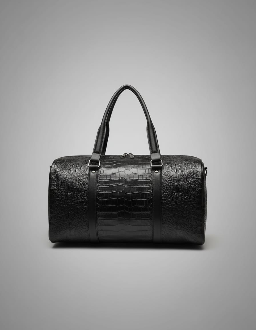 Premium PU Leather Travel & Gym Duffel Bag for Men & Women | Stylish Black Weekender Bag with Long Strap | Spacious Multi-Purpose Carry Bag