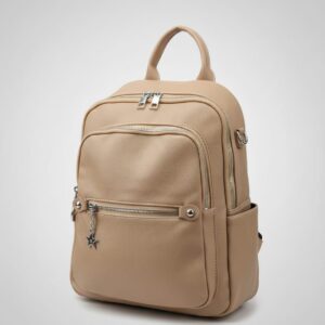 Premium PU Leather Office Backpack for Women | Stylish Camel Ladies Backpack with 2 Compartments & Inner Pockets | Daily Use Work & College Bag