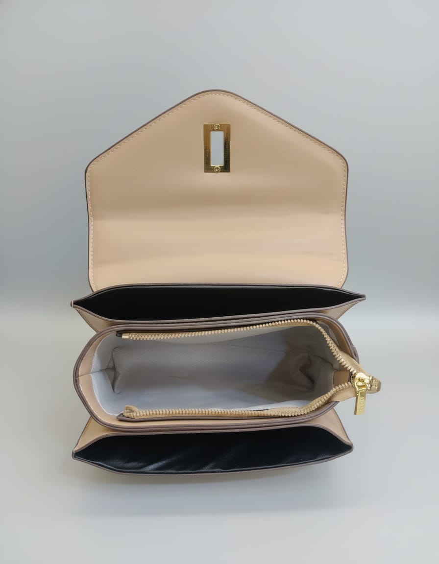 Premium PU Leather Sling Bag for Women | Classic Brown Side Bag with 3 Compartments & Inner Pockets | Compact Daily Use Handbag