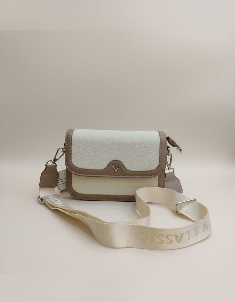 Premium PU Leather Sling Bag for Girls | Stylish Compact Side Bag with 3 Compartments & Inner Pockets | Elegant Daily Use Handbag | Light Brown & Cream