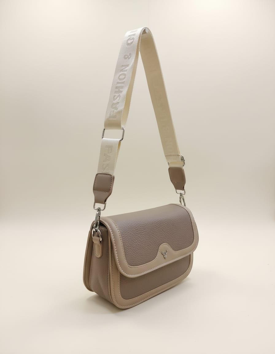 Premium PU Leather Sling Bag for Girls | Stylish Compact Side Bag with 3 Compartments & Inner Pockets | Elegant Daily Use Handbag | Light Brown & Cream