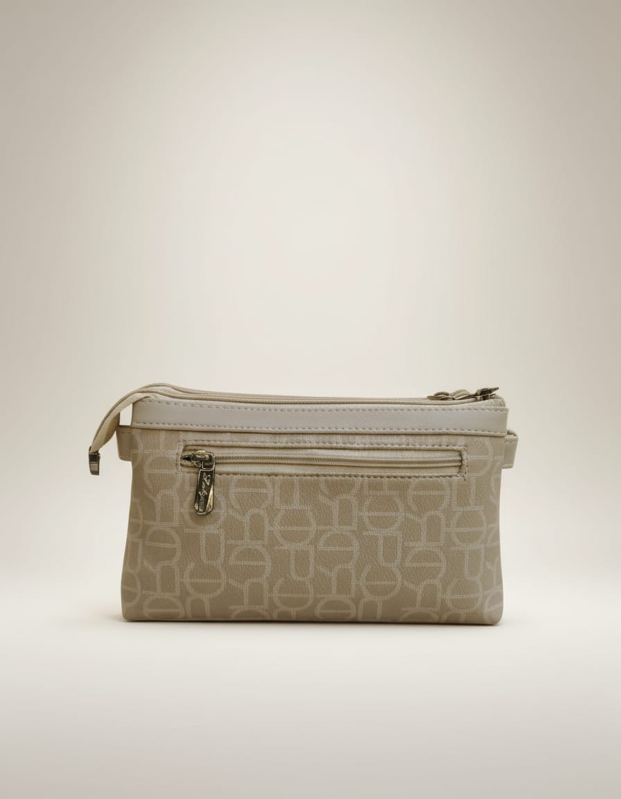 Minimal Matte Finish Sling Bag for Girls | Stylish Compact Side Bag with 2 Compartments & Dual Zip | Lightweight Daily Use Handbag | Light Grey & Coffee