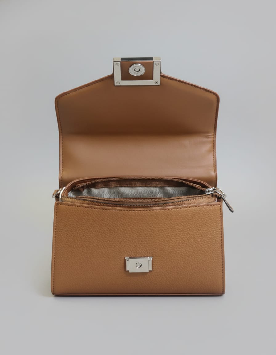 Premium PU Leather Sling Bag for Girls with Flap | Stylish Compact Side Bag with 3 Compartments & Inner Pocket | Daily Use Handbag | Mehndi, Tan, Light Brown