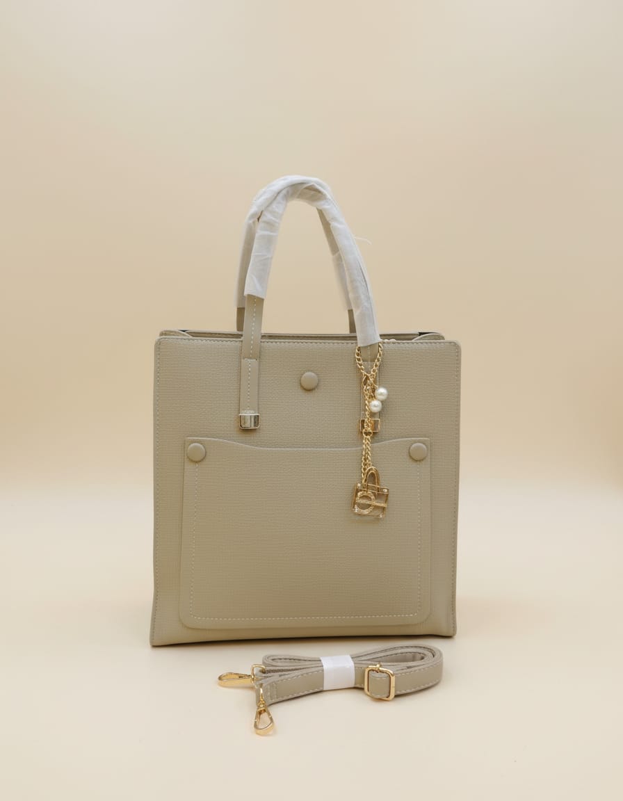 Premium Ada & Peris Tote Bag for Women | Stylish Multi-Compartment Handbag with Long Strap | Spacious Office & Daily Use Tote | White & Cream