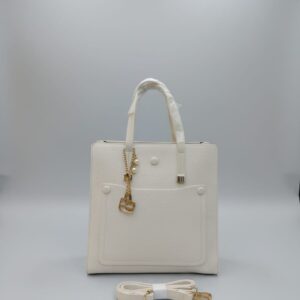 Premium Ada & Peris Tote Bag for Women | Stylish Multi-Compartment Handbag with Long Strap | Spacious Office & Daily Use Tote | White & Cream
