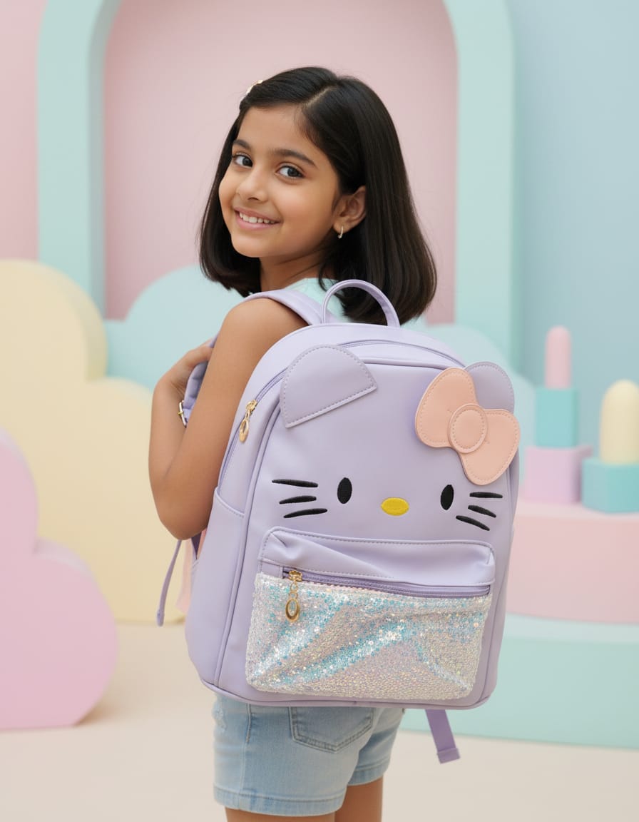Cute Kids Backpack for School & Travel | Lightweight Purple Bag with Inner Pockets | Compact School Bag for Boys & Girls