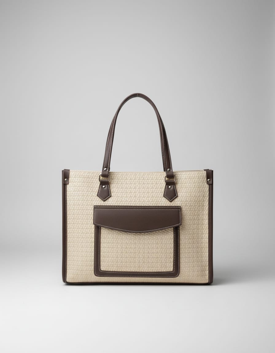 Premium Laptop Tote Bag for Women | Spacious Office Handbag with Laptop Section & Dual Compartments | Stylish Work & College Tote | Cream & Brown