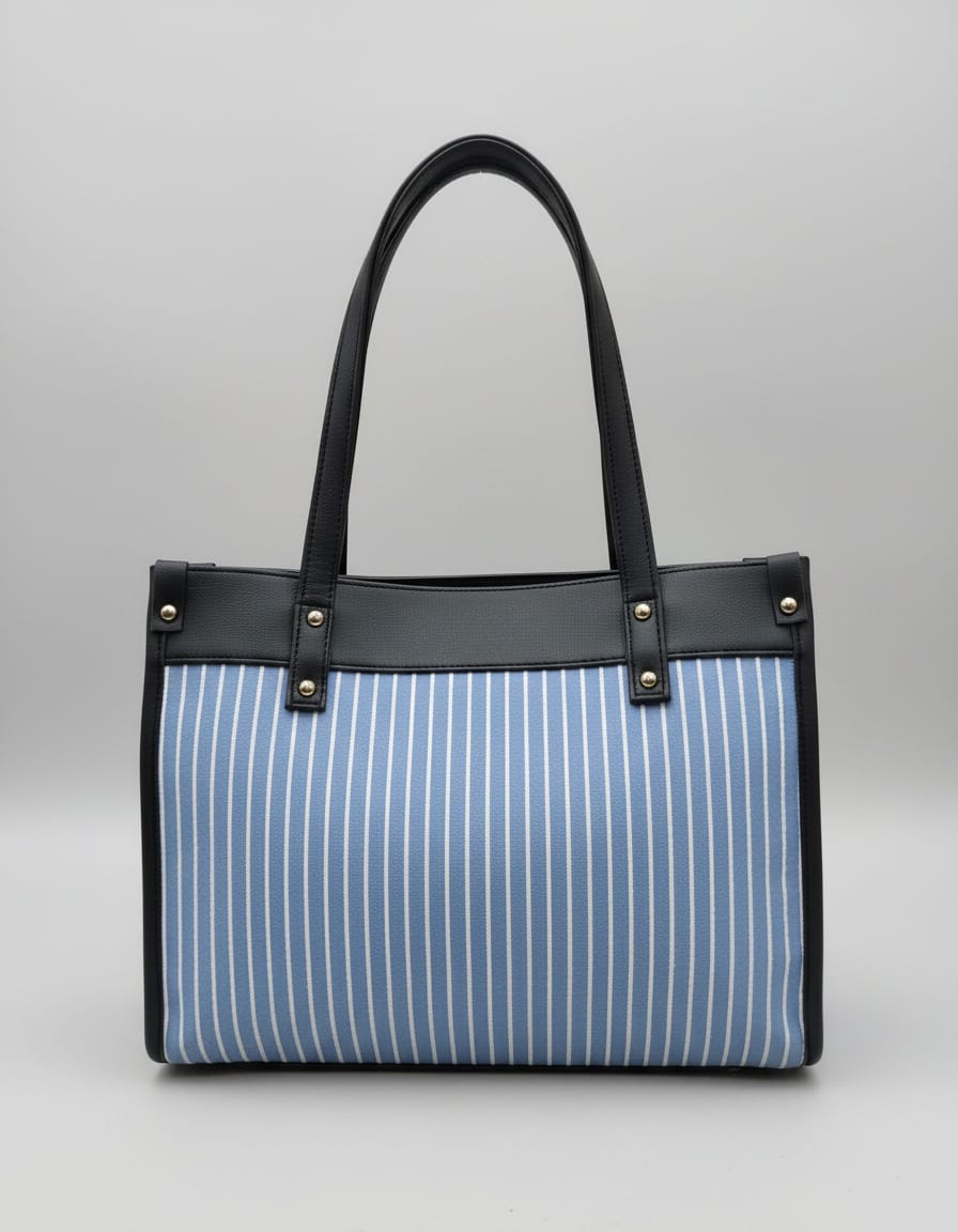 Premium Laptop Tote Bag for Women | Stylish Cream & Blue Office Handbag with Laptop Section | Spacious Work & College Tote with Dual Compartments