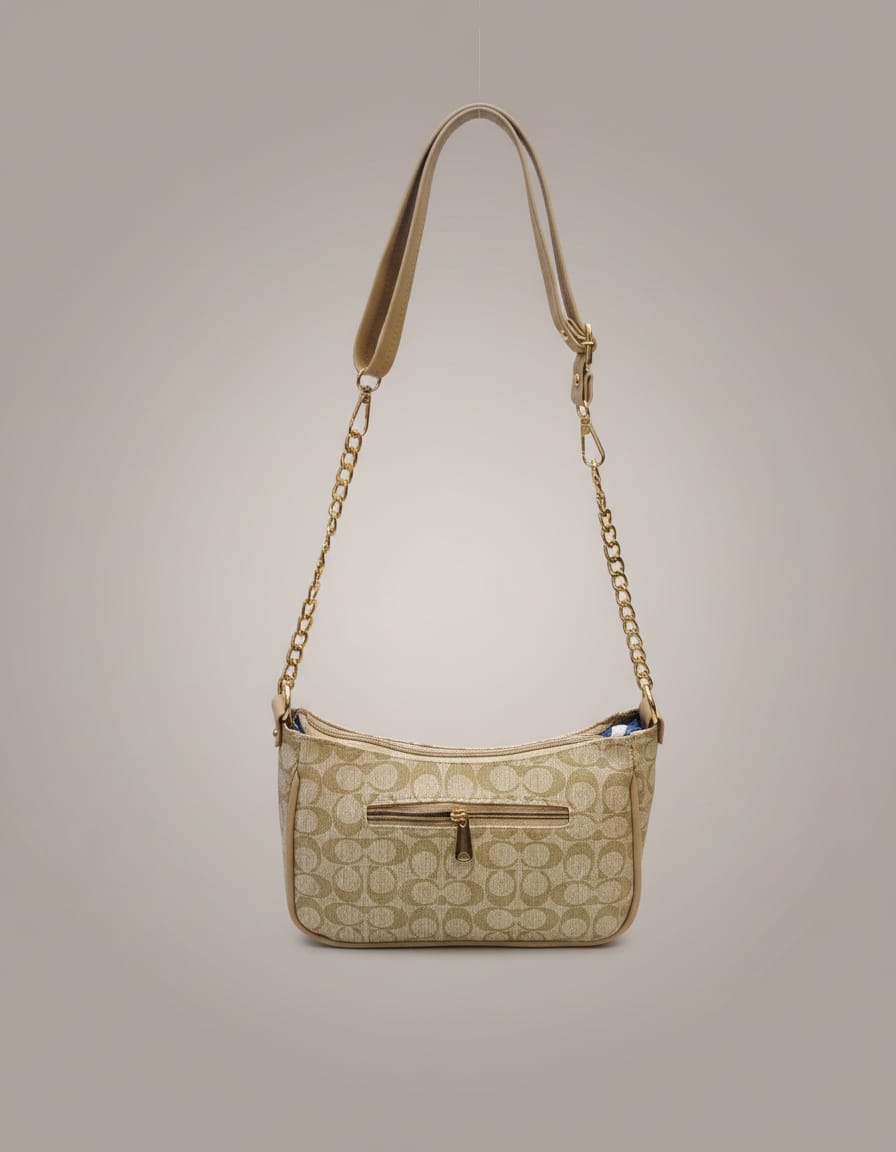 Premium Brand Look Sling Bag for Women with Chain Strap | Stylish Slim Party Wear Side Bag | Elegant Compact Handbag | Light Color