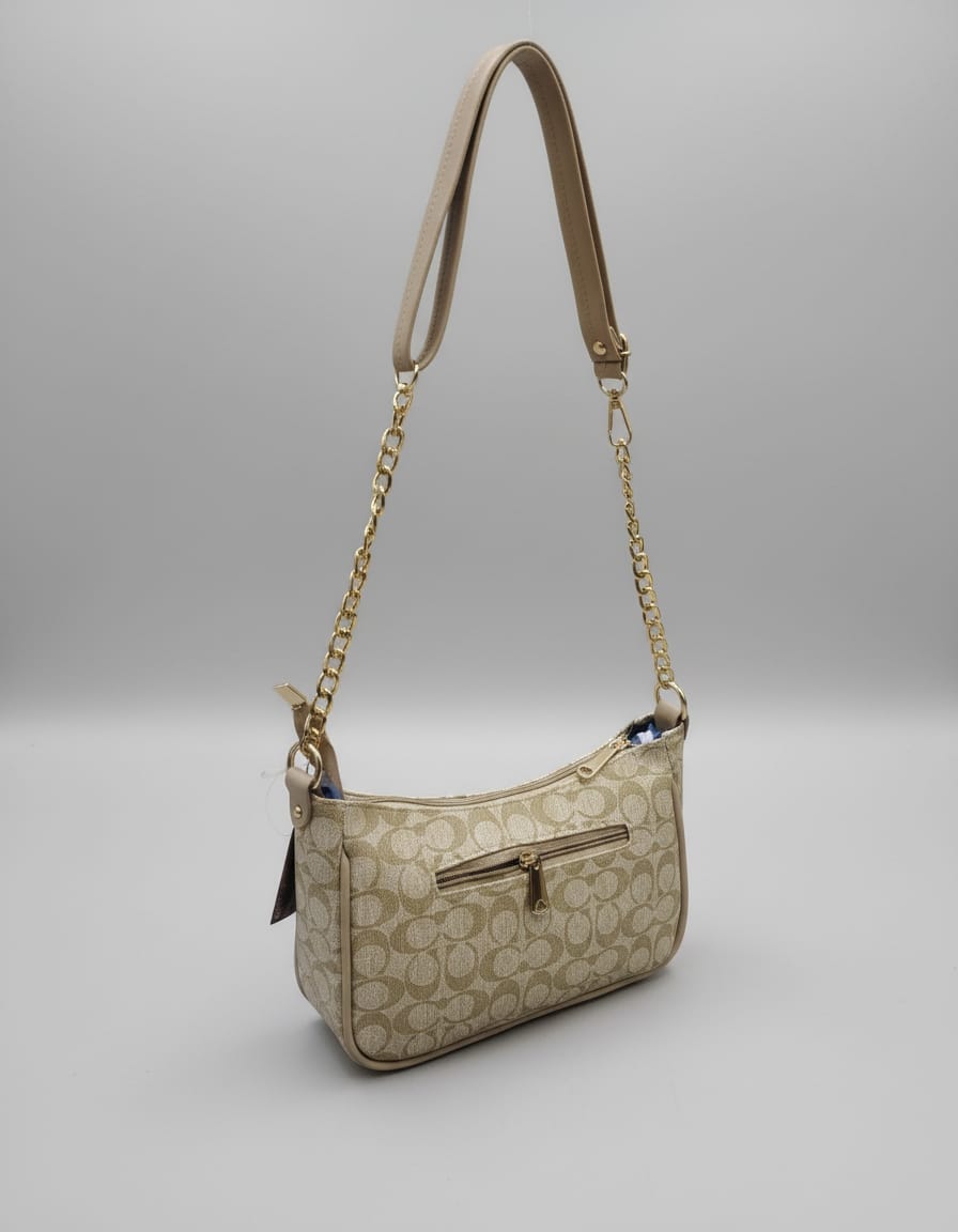 Premium Brand Look Sling Bag for Women with Chain Strap | Stylish Slim Party Wear Side Bag | Elegant Compact Handbag | Light Color