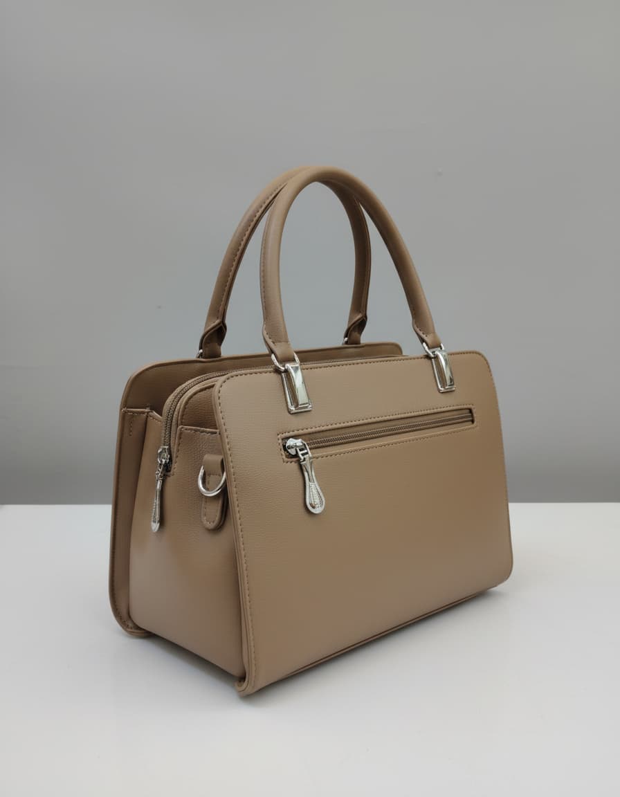 Taihong Premium PU Leather Handbag for Women with Long Strap | Stylish Designer Shoulder Bag | 3 Compartments + 2 Inside Pockets | Light Brown | Everyday Fashion Handbag