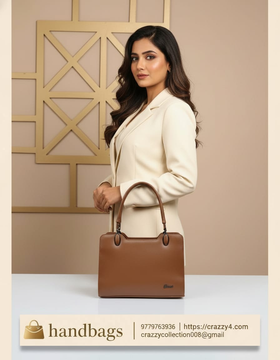 Gurnish Premium PU Leather Women Handbag | Stylish Latest Design Ladies Handbag | 3 Compartments + 2 Inside Pockets | Everyday Fashion Handbag for All Occasions