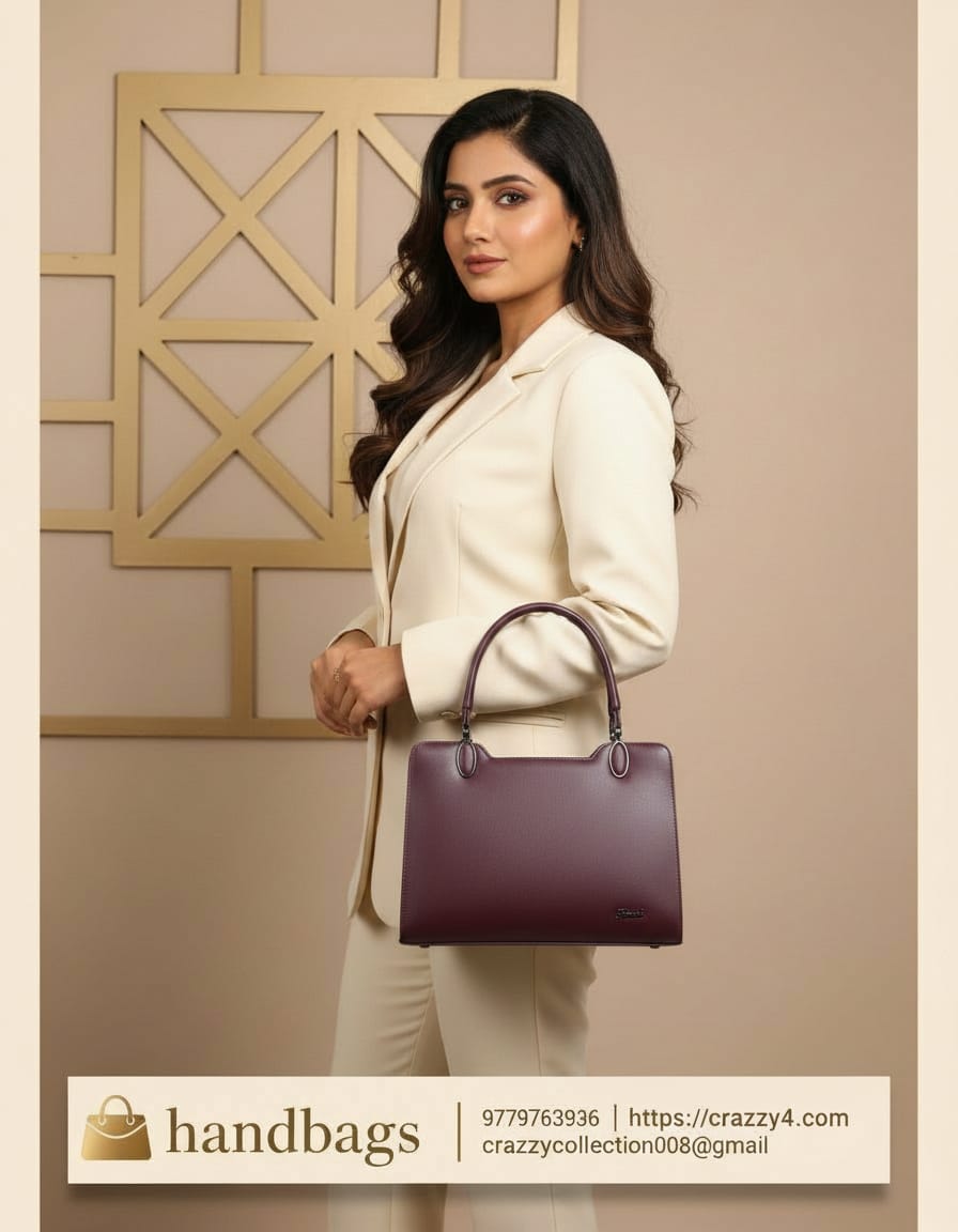Gurnish Premium PU Leather Women Handbag | Stylish Latest Design Ladies Handbag | 3 Compartments + 2 Inside Pockets | Everyday Fashion Handbag for All Occasions