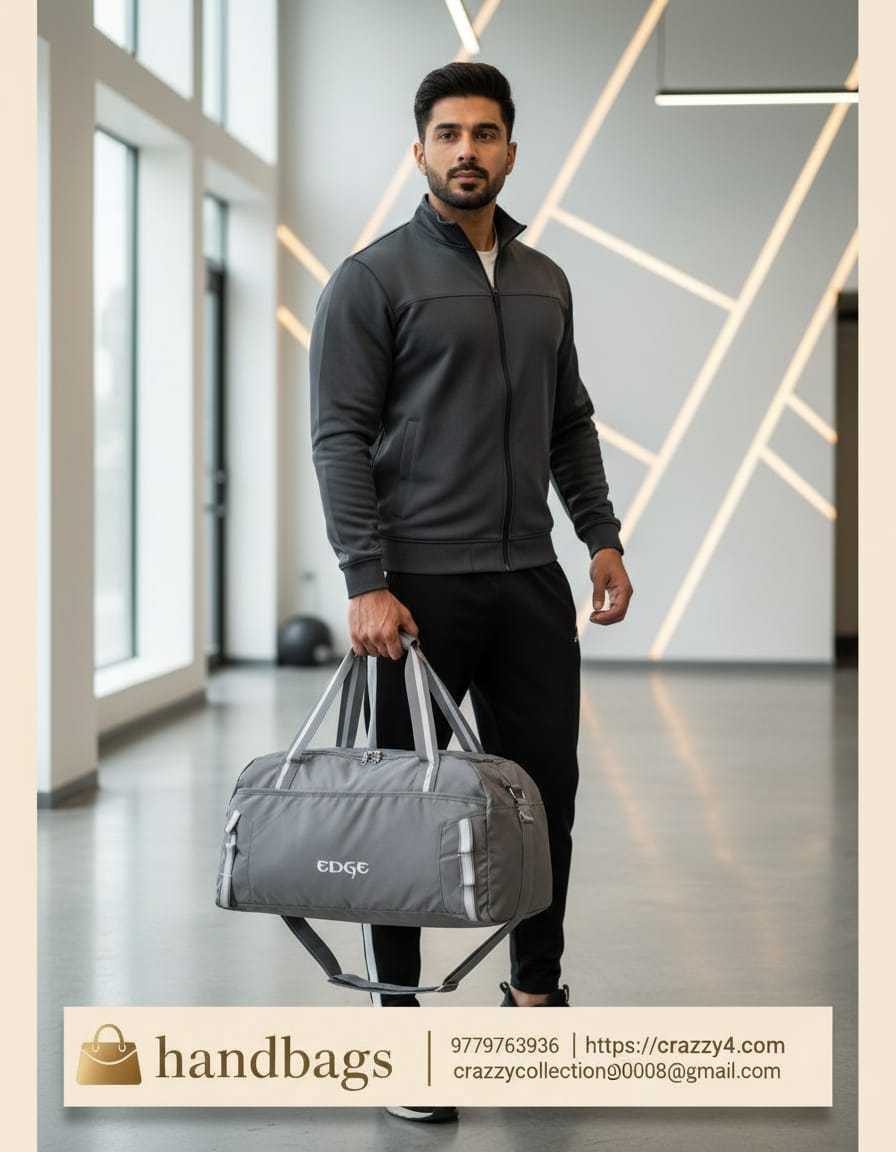 Edge Premium Polyester Travel Duffle Bag | Stylish Travel Duffel Bag for Storage & Travel | Spacious Single Compartment with Inner Pocket | Gray Travel Bag for Men & Women