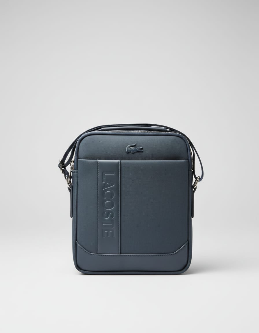 Lacoste Premium Heavy Canvas Travel Kit for Men | Stylish Travel Organizer Bag | 3 Compartments with Front & Back Storage + Inner Pocket | Navy & Black Travel Utility Kit