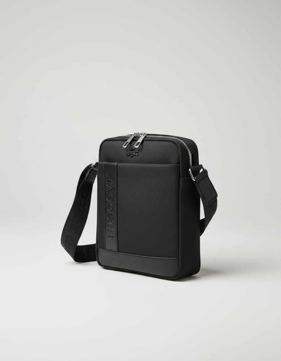 Lacoste Premium Heavy Canvas Travel Kit for Men | Stylish Travel Organizer Bag | 3 Compartments with Front & Back Storage + Inner Pocket | Navy & Black Travel Utility Kit