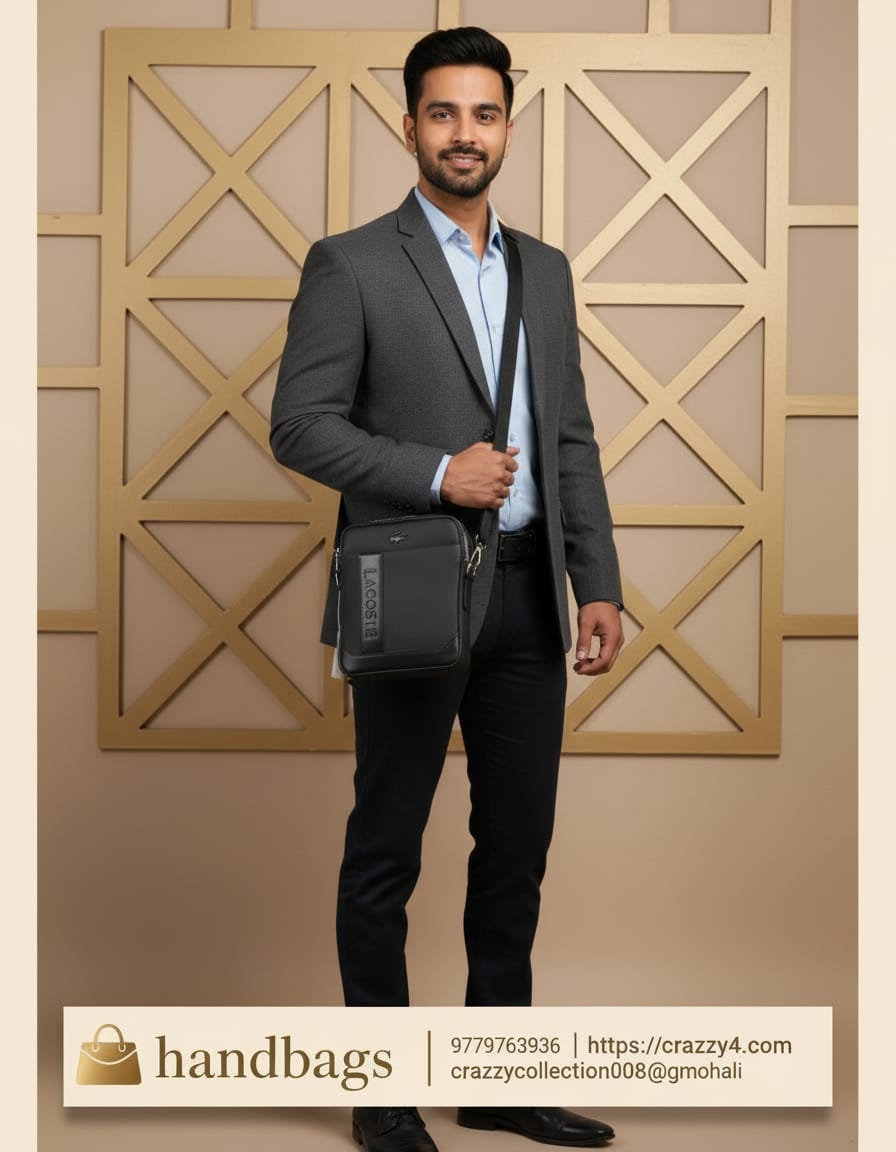 Lacoste Premium Heavy Canvas Travel Kit for Men | Stylish Travel Organizer Bag | 3 Compartments with Front & Back Storage + Inner Pocket | Navy & Black Travel Utility Kit