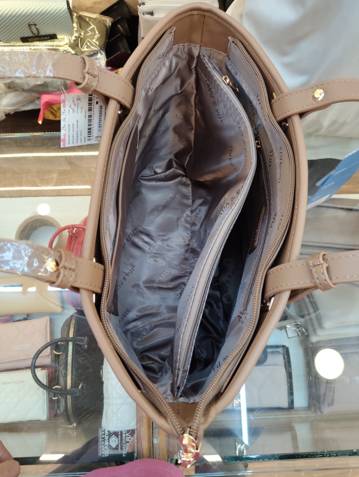 Ada & Peris Premium Office Tote Bag for Women | Stylish Tote Handbag with Strap | 2 Compartments + 2 Inside Pockets | Professional Office Bag with Zip Closure