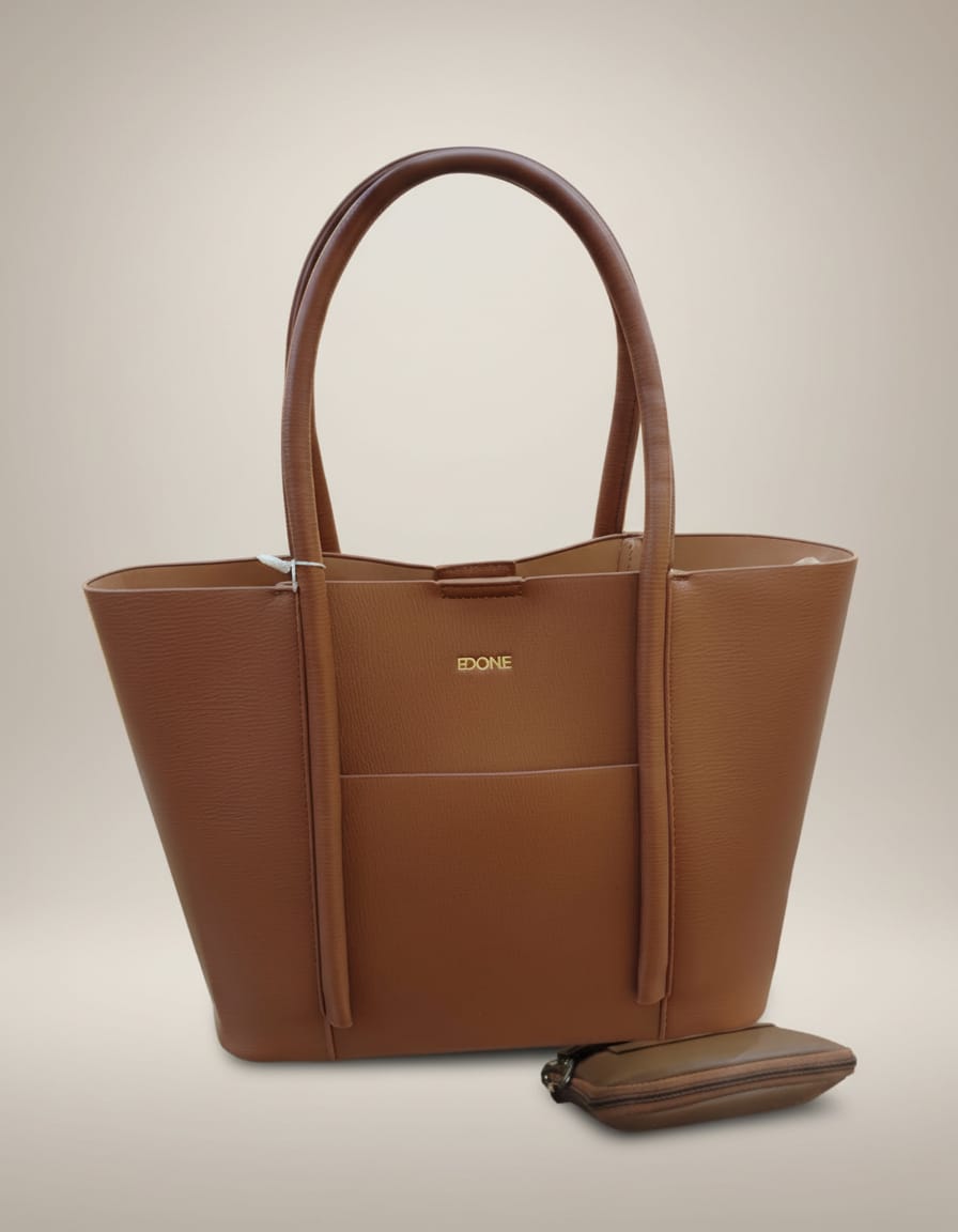Edone Premium Office Tote Bag for Women | Stylish Tote Handbag with Strap | 2 Compartments + Inside Accessories Pouch | Office & Travel Tote Bag with Zip Closure