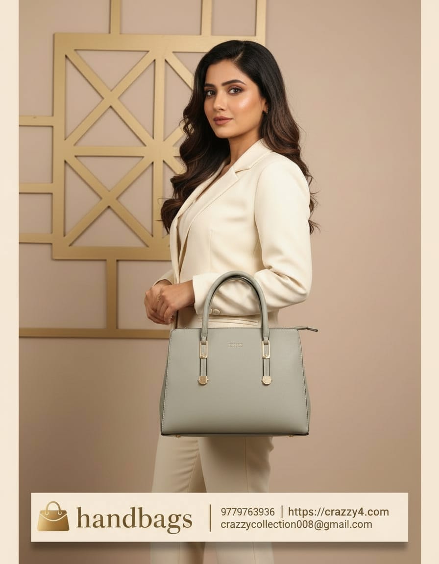 Edone Premium Handbag for Women | Stylish Designer Handbag with 2 Compartments + 2 Inside Pockets | Double Top Zip Closure | Light Cream & Light Green Fancy Handbag