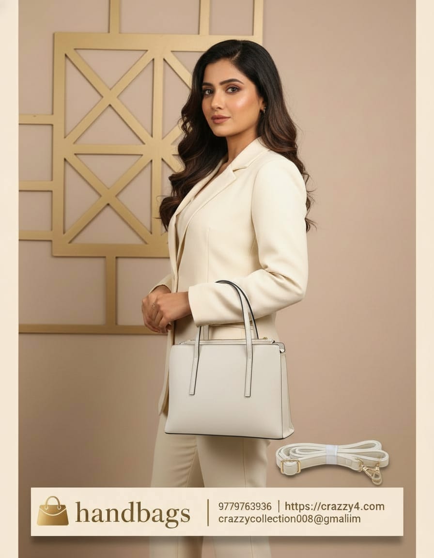 Edone Premium Handbag for Women | Stylish Designer Handbag with 2 Compartments + 2 Inside Pockets | Double Top Zip Closure | Light Cream & Light Green Fancy Handbag
