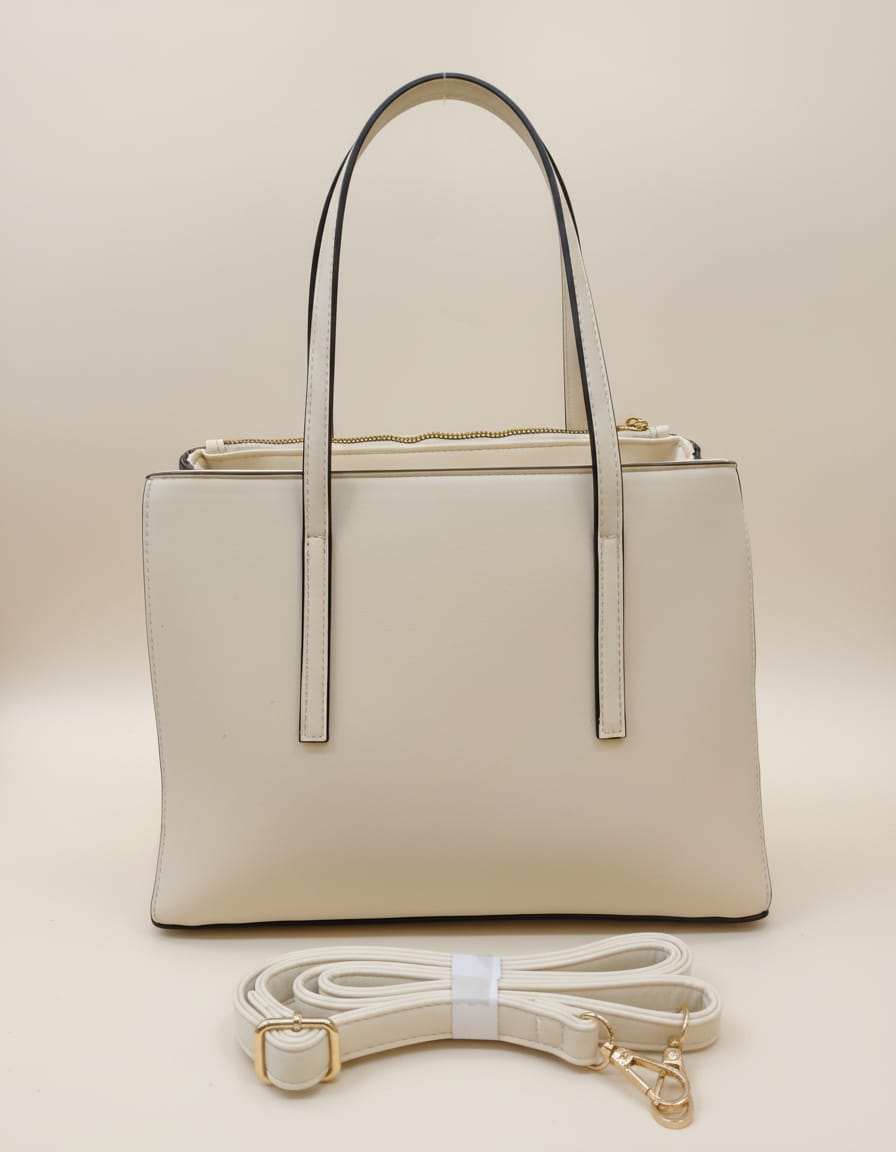 Edone Premium Handbag for Women | Stylish Designer Handbag with 2 Compartments + 2 Inside Pockets | Double Top Zip Closure | Light Cream & Light Green Fancy Handbag