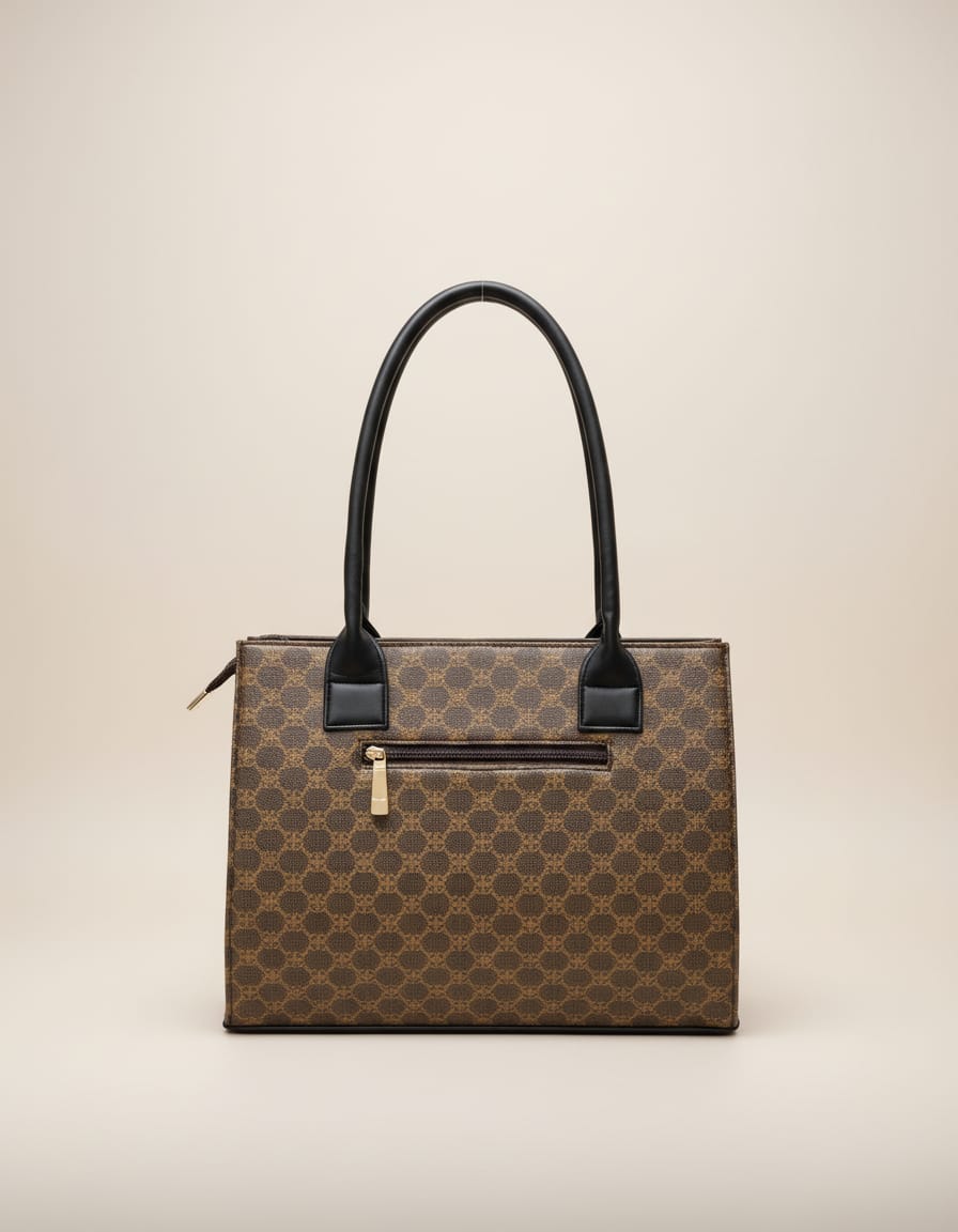 Premium Big Office Tote Bag for Women | Stylish Brown Tote Handbag with 2 Compartments + 2 Inside Pockets | Office & College Daily Use Bag with Zip Closure