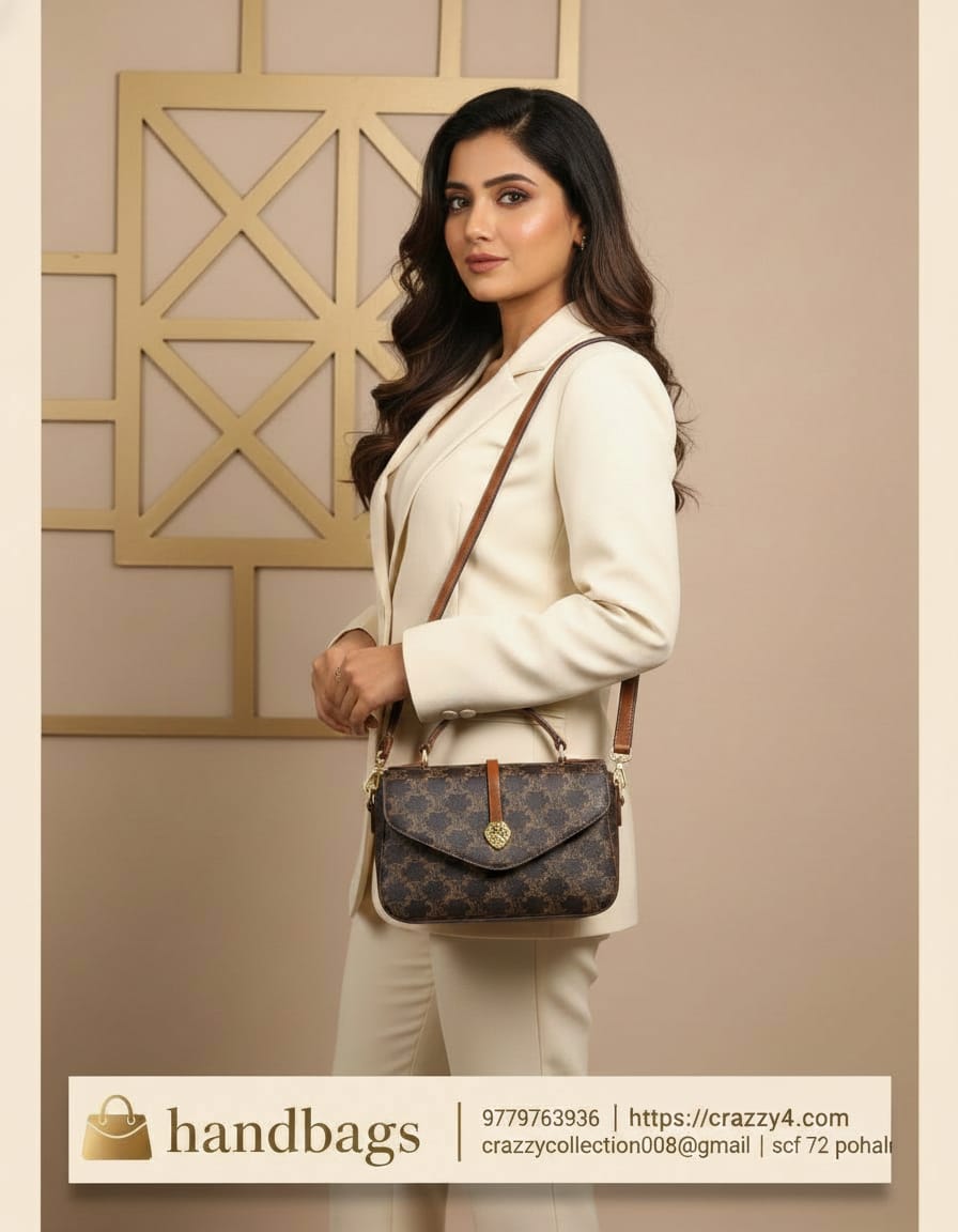 Import Premium Fancy Sling Bag for Women | Stylish Sling Handbag with Strap | 2 Compartments + 2 Inside Pockets | Flap Closure Designer Sling Bag in Pista, Cream & Brown