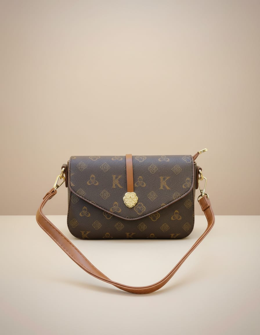 Import Premium Fancy Sling Bag for Women | Stylish Sling Handbag with Strap | 2 Compartments + 2 Inside Pockets | Flap Closure Designer Sling Bag in Pista, Cream & Brown