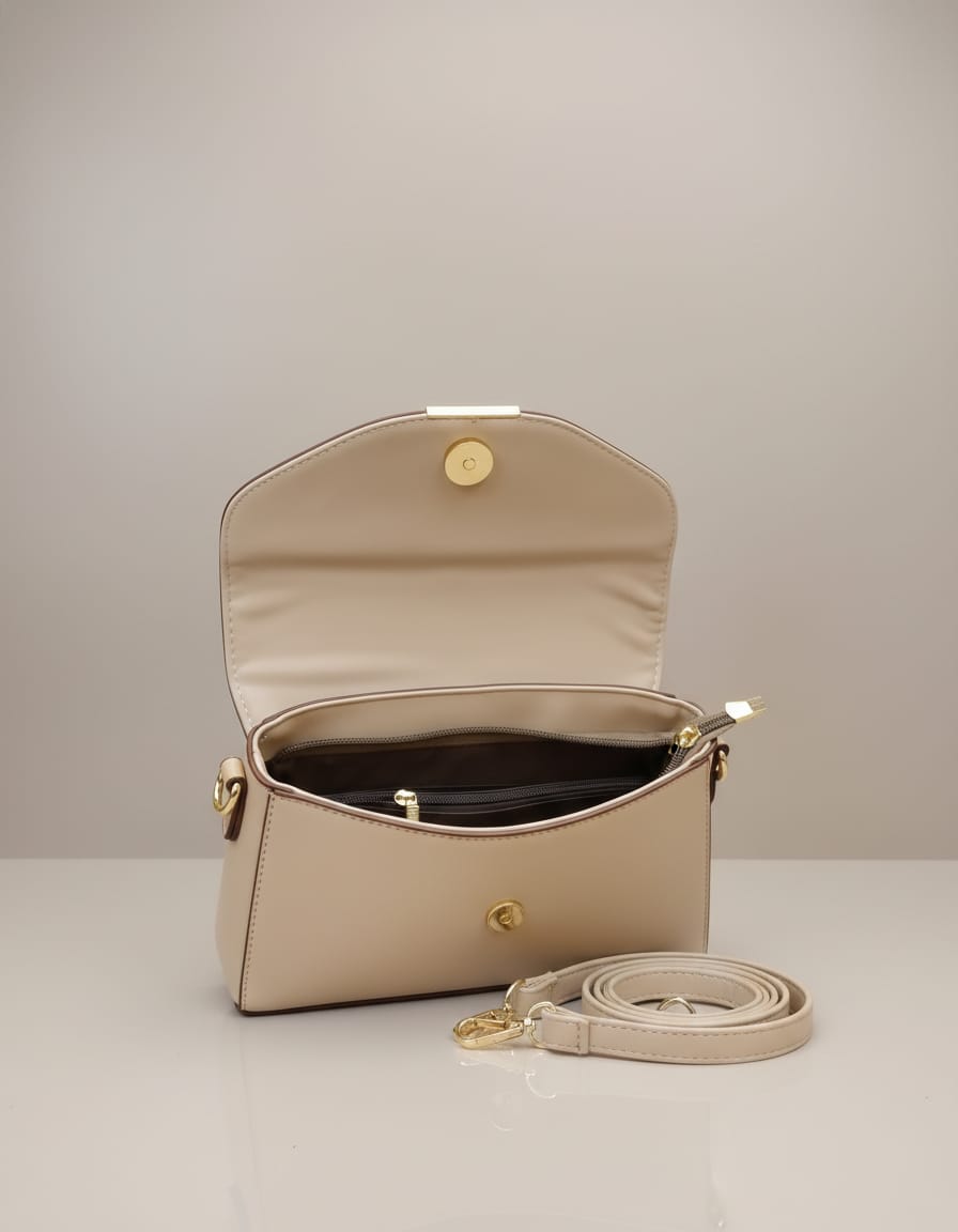Import Premium Fancy Sling Bag for Women | Stylish Sling Handbag with Strap | 2 Compartments + 2 Inside Pockets | Flap Closure Designer Sling Bag in Pista, Cream & Brown
