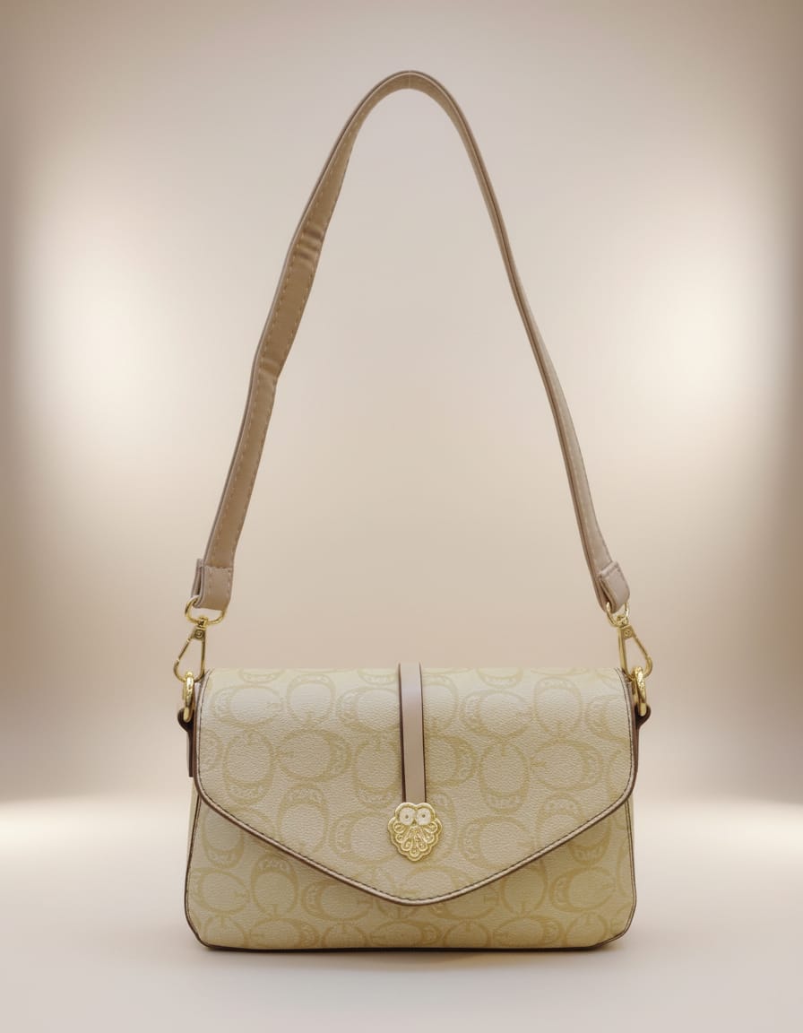 Import Premium Fancy Sling Bag for Women | Stylish Sling Handbag with Strap | 2 Compartments + 2 Inside Pockets | Flap Closure Designer Sling Bag in Pista, Cream & Brown