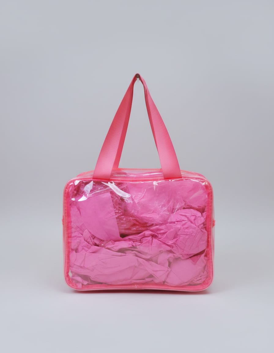 Transparent Waterproof Baby Bag | Multi-Purpose Baby Organizer Bag with Handle | Spacious Single Compartment | Stylish Pinkish & Purple Utility Bag with Zip Closure