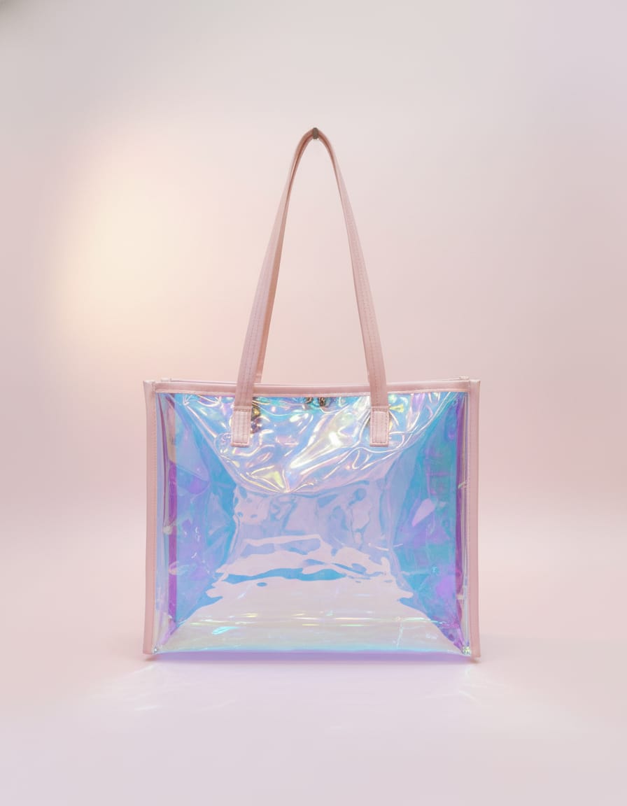 Transparent Waterproof Baby Bag with Mini Pouch | Multi-Purpose Baby Organizer Bag | Spacious Single Compartment | Stylish Pink Utility Bag with Zip Closure