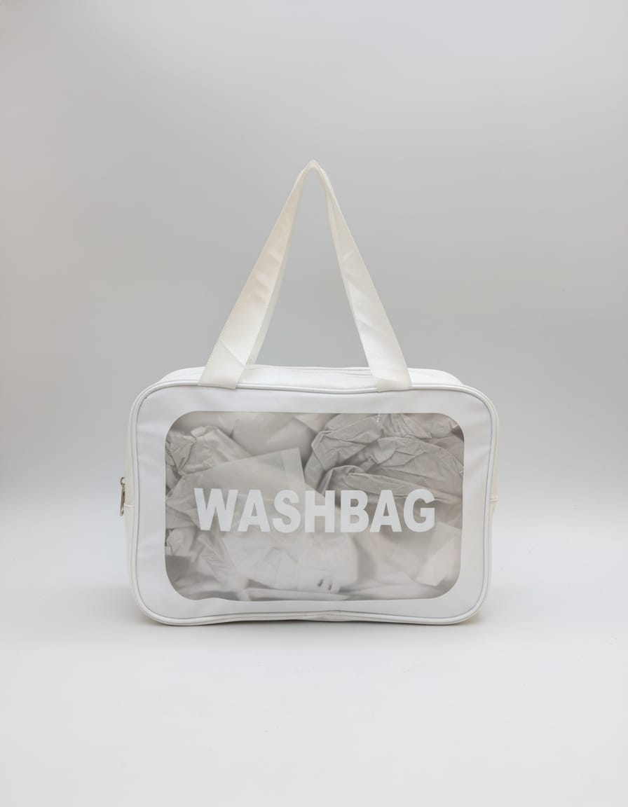 Waterproof Makeup Pouch with Handle | Multi-Purpose Cosmetic Organizer Bag | Spacious Single Compartment | Stylish Pink, Sky Blue & White Makeup Travel Pouch