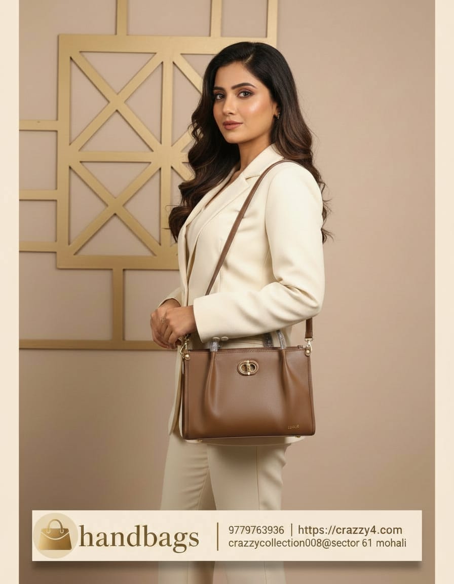 Edone Premium PU Leather Fancy Handbag for Women | Stylish Handbag with Handle | 1 Compartment + 2 Inside Pockets | Elegant Pink & Brown Daily Use Handbag