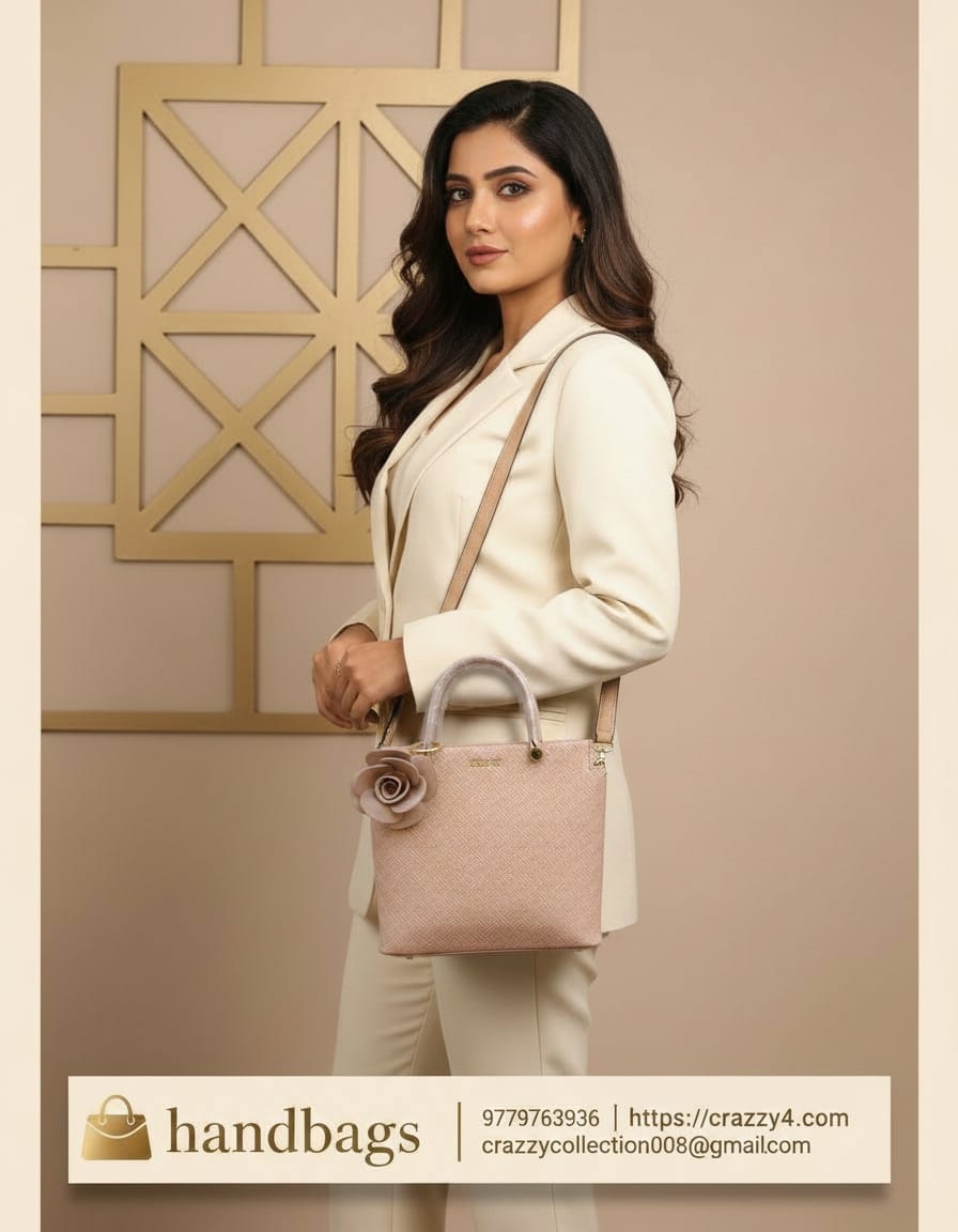 Edone Premium PU Leather Fancy Handbag for Women | Stylish Handbag with Handle | 1 Compartment + 2 Inside Pockets | Elegant Pink & Black Daily Use Handbag