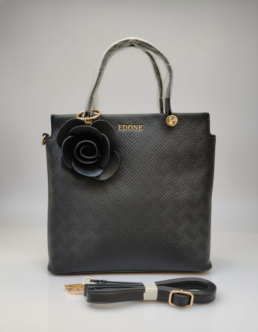 Edone Premium PU Leather Fancy Handbag for Women | Stylish Handbag with Handle | 1 Compartment + 2 Inside Pockets | Elegant Pink & Black Daily Use Handbag