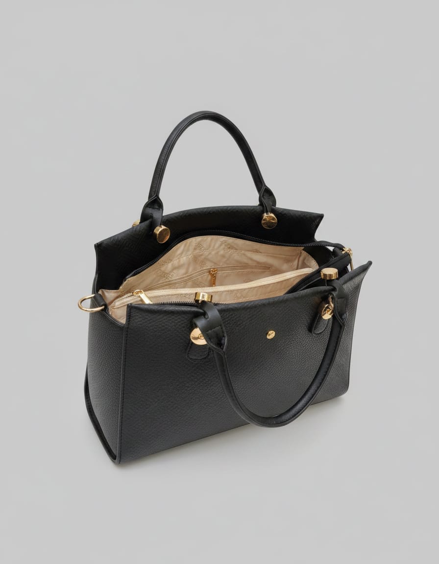 Edone Premium PU Leather Fancy Handbag for Women | Stylish Handbag with Handle | 1 Compartment + 2 Inside Pockets | Elegant Pink & Black Daily Use Handbag