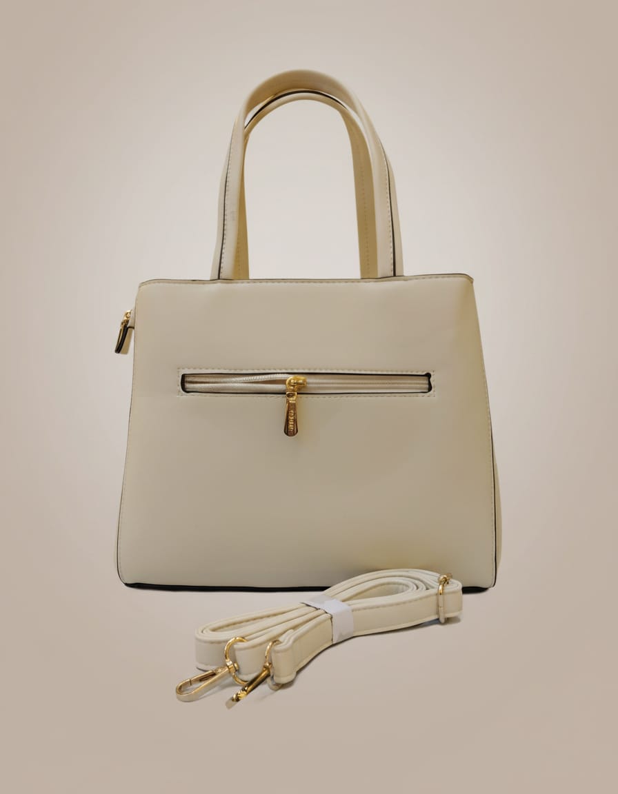 Edone Premium PU Leather Fancy Handbag for Women | Stylish Handbag with Handle | 3 Compartments + 2 Inside Pockets | Elegant Brown & White Daily Use Handbag
