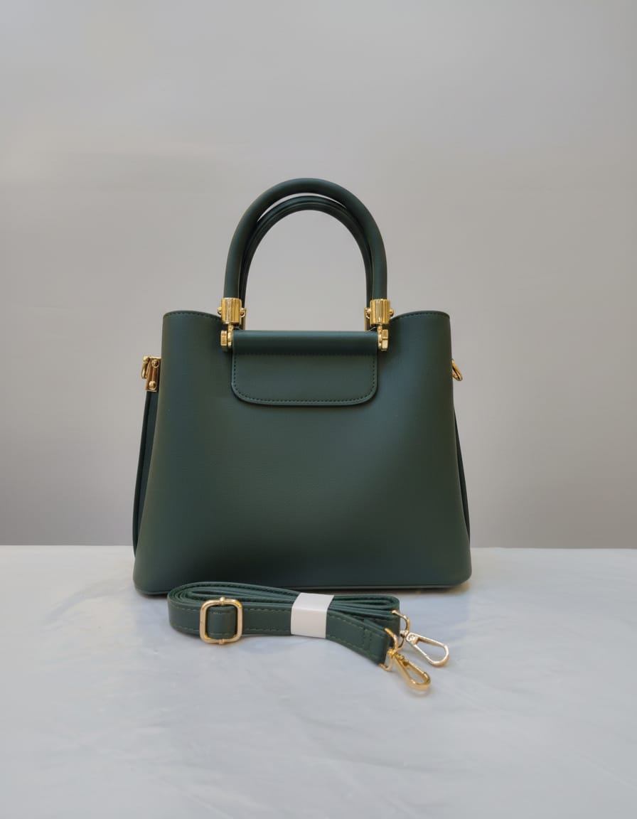 Adda & Peris Premium PU Leather Fancy Handbag for Women | Stylish Handbag with Handle | 3 Compartments + 2 Inside Pockets | Elegant Green & Cream Daily Use Handbag