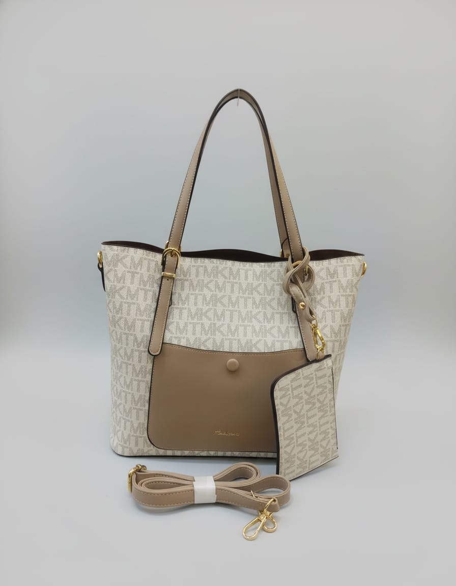 Premium Big Tote Bag for Girls | Stylish Office & College Tote Handbag | 4 Compartments + 2 Inside Pockets | Cream, Brown & Camel Spacious Daily Use Tote Bag