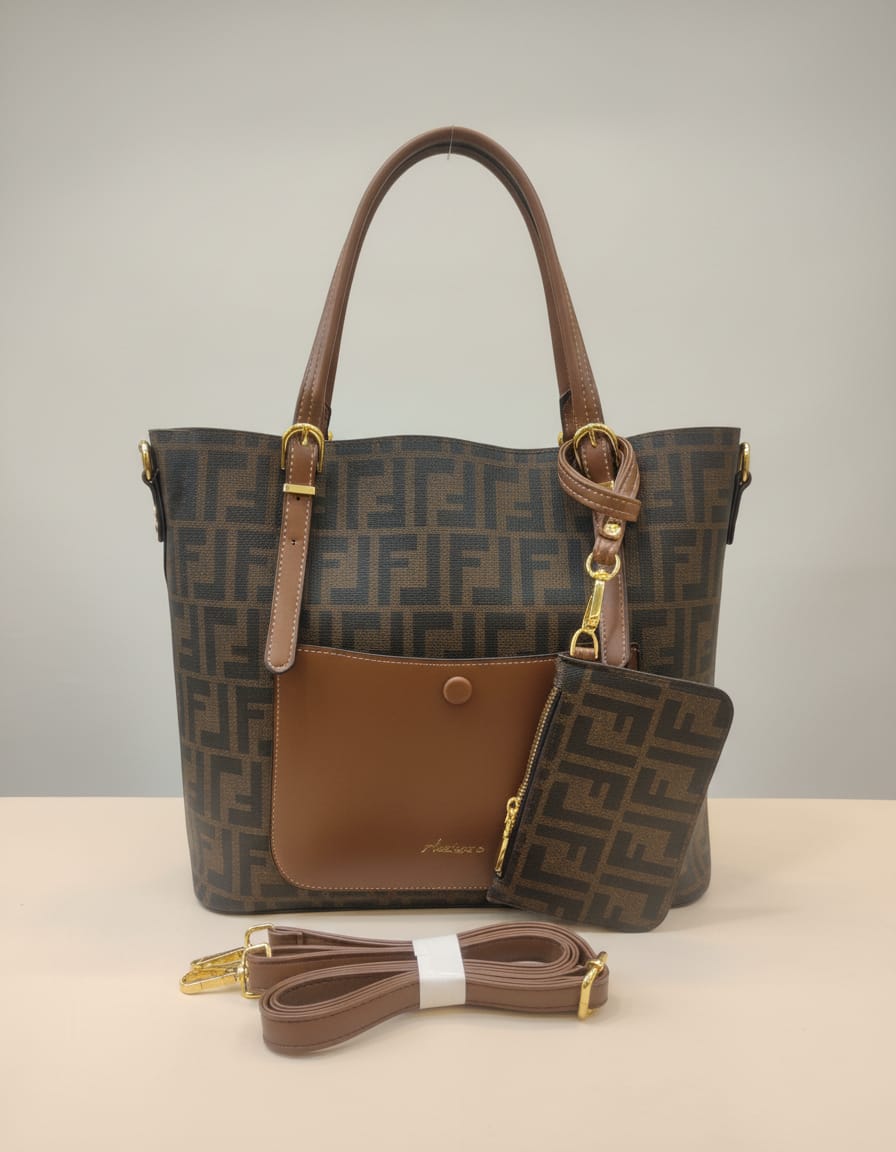 Premium Big Tote Bag for Girls | Stylish Office & College Tote Handbag | 4 Compartments + 2 Inside Pockets | Cream, Brown & Camel Spacious Daily Use Tote Bag