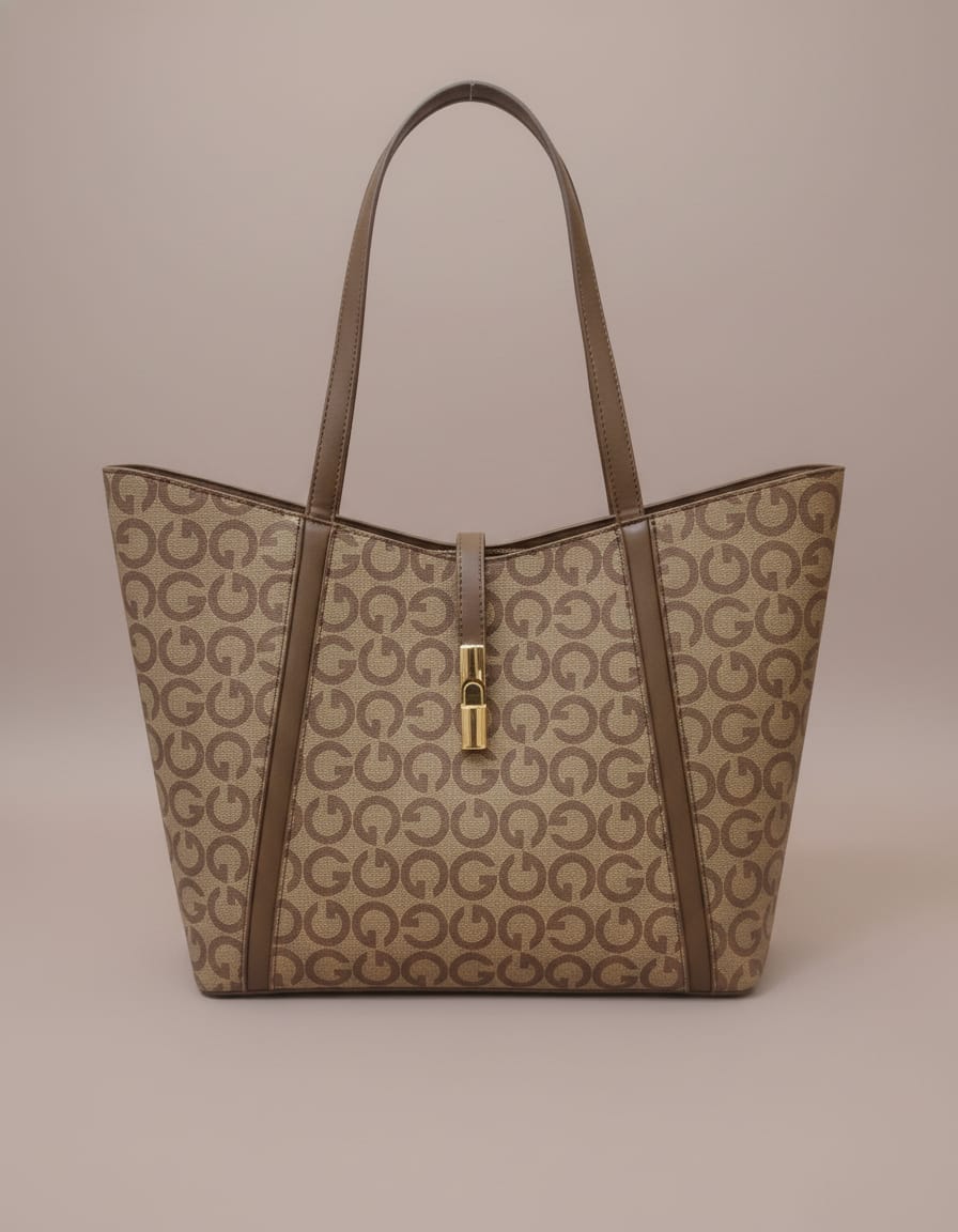 Premium Big Tote Bag for Girls | Stylish Office & College Tote Handbag | 2 Compartments + 2 Inside Pockets | Coffee & Tan Spacious Daily Use Tote Bag