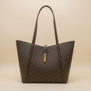 Premium Big Tote Bag for Girls | Stylish Office & College Tote Handbag | 2 Compartments + 2 Inside Pockets | Coffee & Tan Spacious Daily Use Tote Bag
