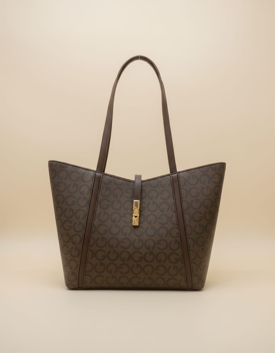 Premium Big Tote Bag for Girls | Stylish Office & College Tote Handbag | 2 Compartments + 2 Inside Pockets | Coffee & Tan Spacious Daily Use Tote Bag